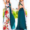 Casual Dresses Long Dress Slim Sexy Women Wrap Chest Open Back African Chiffon Print ärmlös Löst Bohemian Summer Party Wear