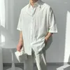 Chemises habillées pour hommes été coton à manches courtes chemise hommes mode société hommes coréen lâche couleur unie bureau formel