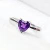 Anelli a grappolo Anello con ametista Natural Real 925 Sterling Silver Fine Jewelry Love Heart Style 0.5ct Gemstone # T18100804