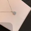 S Sterling Silber Mosang Diamant Anhänger Damen Net Red Square Zucker Kragen Kette Koreanische Version Mode Vielseitig
