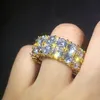 Mens Gold Silver Stones Ring Fashion Hip Hop Jewelry Simulation Diamond Iced Out Rings286g