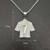 Men's Necklace Football 7 Pendant With StainlSteel Chain and Iced Out Bling Rhinestones Necklace Hip Hop Sports Jewelry X0707261O