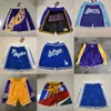 Los AngelesLakersmen Throwback Basketball Shorts pocket purple yellow blue