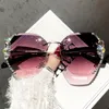Designer-Sonnenbrille für Frauen Luxusmarke Design Vintage randlose Strass-Sonnenbrille Damen Herren Mode Gradient Lens Sonnenbrille Shades für Damen