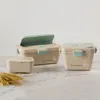 Set di stoviglie Bento Box in paglia di grano Conservazione nel forno a microonde Ecologico carino con cucchiaio e forchetta