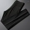 Pantalons pour hommes été hommes décontracté mince Style tendance cuir marque droit vers le bas sens mince sans trace professionnel formel ouest