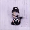 Akcesoria z kreskówek Beautif Audrey Hepburn Smoking Stick Bratge Broch Beauty Woman Classic Enamel Pin Drop Baby Kids Matnit DHD93