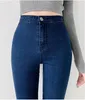 Jeans feminino clássico mulheres azuis de cintura alta super elástica y2k moda estética capris 2023 urbano femme jeans de jeans de streetwear na moda