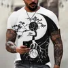 Men's T Shirts Summer Tai Chi Diagram T-shirt 3D Printed Men Women China Yin-Yang Oversized Hip-hop Tops Flame Tees Short Sleeve Clothing