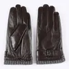 Fem fingrar handskar äkta läderhandskar för män manliga fårskinn pekskärm Vinter varma vindtäta vantar som kör cykel Motorcykel Herrhandskar 231117