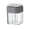 Garrafas de armazenamento 4 em 1 em 1 sal e pimenta shaker transparente spice dispensador de compartimento acampamento jarra com tampas para cozinhar