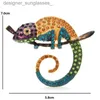 Pins Brooches Wuli baby Big Multicolor Lizard Brooch Pins Fashion Animal Brooch Jewelry Gift 4 Colors Chameleon PinsL231117