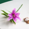Fleurs décoratives 5 pièces 3 têtes vraie touche lys fleur artificielle plastique haute qualité soie faux Floral fête de mariage bureau maison