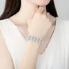 Polsino LUOTEEMI Perle d'imitazione multiple Perle Bracciale largo di lusso per le donne Fiore Bracciale con zirconi cubici per accessori da sposa 231116