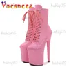 Botas Mujer Zip Charol 20 cm Pole Dance Shoes Super High Heel Plataforma gruesa Modelo Show Hentian Gao Nightclub Stage Botas cortas T231117