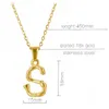 New Fashion Stainless Steel 18K Gold Plated Bling Bamboo A-Z Letter Pendant Necklace with Rope Chain for Men Women Nice Gift