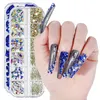 12 GRIDL Pudełko Multi rozmiar AB/Kolorowe hotFix Rhinestones Flatback Crystal Diamond Gems 3D Glitter Nail Luksusowe dekoracje * Paznokcie Artrhinestones Dekoracje