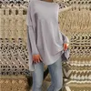 Kvinnors T -skjortor Fashion Women Casual Pure Color Long Batwing Sleeve Loose Knit Pullover Tops Fluffy Jumper Plus Size