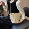 Akşam çantaları bohemia kadın kova çantası yaz seyahat plajı s el yapımı bayan saman rattan crossbody el çantaları 231117