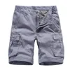 Men's Shorts Summer Men's Multi Pocket Military Cargo Shorts Male Cotton Green Mens Casual Tactical Shorts Short Pants No Belt 230417