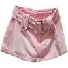 Юбки, модная сексуальная джинсовая мини-юбка, женская трапециевидная юбка для девочек, сумка хакама, бедра Y2K, готический розовый 230417