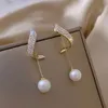 Stud Classic Elegant Imitation Pearl Dangle örhängen för kvinnor Crystal Long Tassel Exquisite Drop Earring Wedding Jewelry 231116