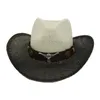 Chapeaux à large bord chapeau de soleil pour femmes été noir blanc Western peinture en aérosol Cowboy Style ethnique extérieur bord de mer crème solaire HZ80