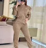 디자이너 코트 핑크 브랜드 여성 트랙복 인쇄 2 조각 세트 재킷 바지 긴 소매 땀 스포츠웨어 옷 조깅복 정장