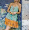 Lässige Kleider Happie Queens Damen Blumendruck Ärmellos Strand Bohemian Damen Elastische Taille Trägerlos Rayon Boho Kleid Vestidos