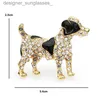 Pins Brooches Wuli baby Enamel Spot Dog Brooches Women Rhinestone Dog Pets Animal Party Casual Brooch Pins GiftsL231117