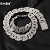 UWIN 17MM Heavy Miami Baguette Zircon Necklaces for Men Iced Out Cuban Link Chain AAA CZ Prong Setting Necklaces Hip Hop Jewelry 22314