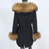 Femmes fourrure fausse longue veste d'hiver femmes imperméable Parka réel manteau capuche naturel raton laveur renard épais chaud vêtements d'extérieur détachable 231116