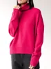 Suéteres femininos inverno grosso 600 g suéter de malha quente para mulheres rosa vermelho oversize suéter feminino gola alta klein azul pullovers jumpers 231117