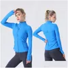 Yoga Outfit Lu Jacke Damen Definieren Workout Sport Mantel Fitness Sport Quick Dry Activewear Top Solid Zip Up Sweatshirt Sportwear Drop Dh5Cd