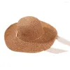 Wide Brim Hats Anti-UV Sun Hat For Women Foldable Summer Crochet Knit Straw Lace Tie Large Beach