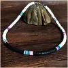 Chokers Choker Bohemian Clay Naszyjnik Heishi Bead Surfer Beach dla kobiet polimer letni biżuteria