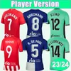 2023 24 KOKE Player Version Футбольные майки GRIEZMANN MEMPHIS CORREA MOLINA REINILDO R.DE PAUL Домашние красно-белые выездные футбольные майки для 3-го места Униформа для взрослых