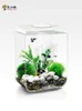 Akvarier Creative Fish Tank Desktop Living Room Mute Oxygenation Liten Landscaping Gratis vatten Byt tre färgljus Akvarium 231116