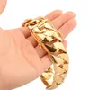 Manschett lyx Miami Curb Cuban Chain Women Armband Dragon Casting Clasp Rocker Bangle Hip Hop Trendy 18K Gold Plated Men smycken 231116