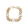 11 estilo designer pulseira dupla pulseira para moda feminina corrente grossa strass charme pulseiras marca carta jóias acessório de alta qualidade