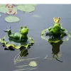 Reçine Yüzen Kurbağalar Heykeli Yaratıcı Kurbağa Heykel Açık Bahçe Göleti Dekoratif Ev Balık Tank Bahçe Dekor Masa Süsleme T2001226a