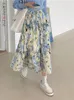 Rokken lanmrem bloemen rokken hoge taille dunne medium lange chiffon gepringde geplooide lange rok voor vrouwen lente zomer 2r1165 230417