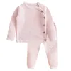 Rompers Autumn Winter Baby Girls Solid Color Clothing born Clothes Suit Ins Infant Sweater Pajama Set 231117