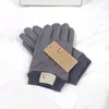 Gants de créateur d'hiver en cuir de luxe cinq doigts gants femmes court polaire épaissi gant vintage tendance solide simple protection gants pour hommes cadeau