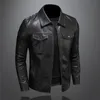 Herrjackor Motorcykel läderjacka stor storlek Ficka svart dragkedja LAPEL Slim Fit Male Spring and Autumn High Quality Pu Coat M5XL 231116