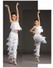 Stage Wear Children Latin Dance Dress For Girl Professional Competition Performance kostuums White Kid Rok Toppak 2PCS