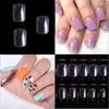 Valse nagels 500 stks vierkante nagelstips Volledig deksel Clear Acryl Fakse Short Tip Manicure Tool Art