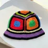 Larges chapeaux de bord seau japonais vintage tissé à la main couleur de jardin grand-mère vérifier chapeau de pêcheur tricoté visage de femme petit pot visière 231117