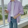 Chemises habillées pour hommes été coton à manches courtes chemise hommes mode société hommes coréen lâche couleur unie bureau formel