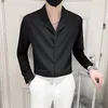 Hommes chemises décontractées paillettes Chemise Homme De Luxe mode à manches longues discothèque Blouse hommes fête bal noir blanc smoking Streetwear